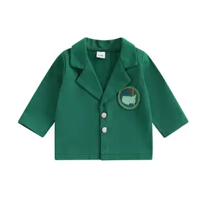 Afilesd Baby Boy Jacket Toddler Golf Clothes Long Sleeve Lapel Button Down Top Infant First Birthday Outfit Spring Golf Coat
