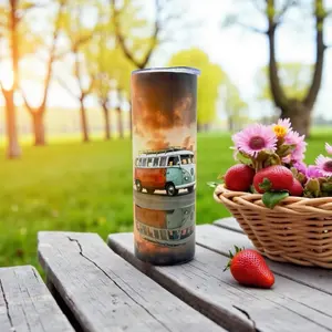 VW Sunset 20 once skinny tumbler with iconic VW bus design perfect for coffee lovers