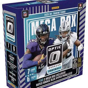 Panini 2025 Optic Donruss Football Mega Box - 7 Packs, 6 Cards Per Pack, Includes 3 Exclusive Rookie Blue Hyper Parallels