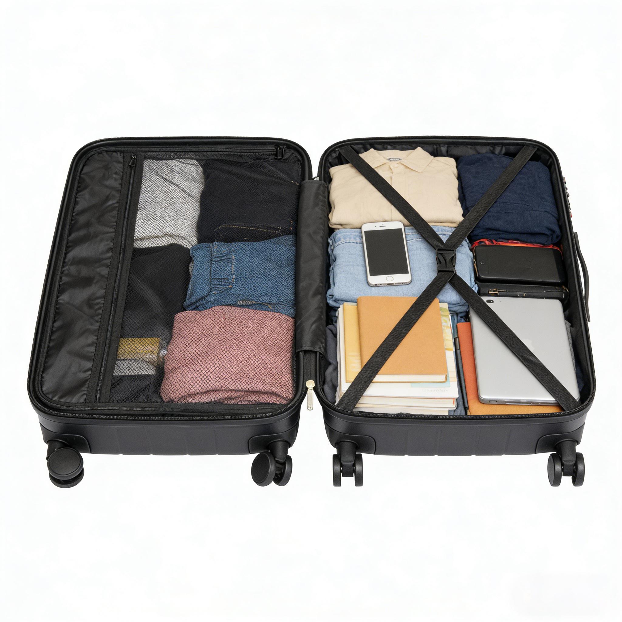 3-Piece Hard-Shell Luggage Set with Spinner Wheels – Lightweight, Portable ABS Suitcases (Gray) – 20/24/28-Inch Sizes