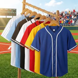 Youth Baseball Jersey Style Button Down T-Shirt - Boys Girls Hip Hop Fashion Sport Shirts Tops Casual Athletic Wear Comfortable Breathable Fabric for Daily Play S-XL Size Range