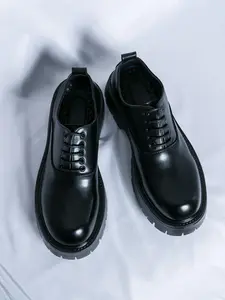 Men's Business Formal Lace Up Dress Shoes, Fashionable Solid Color Dress Shoes for Work Office, Male All-match Commuter Shoes for Daily Wear, Boy