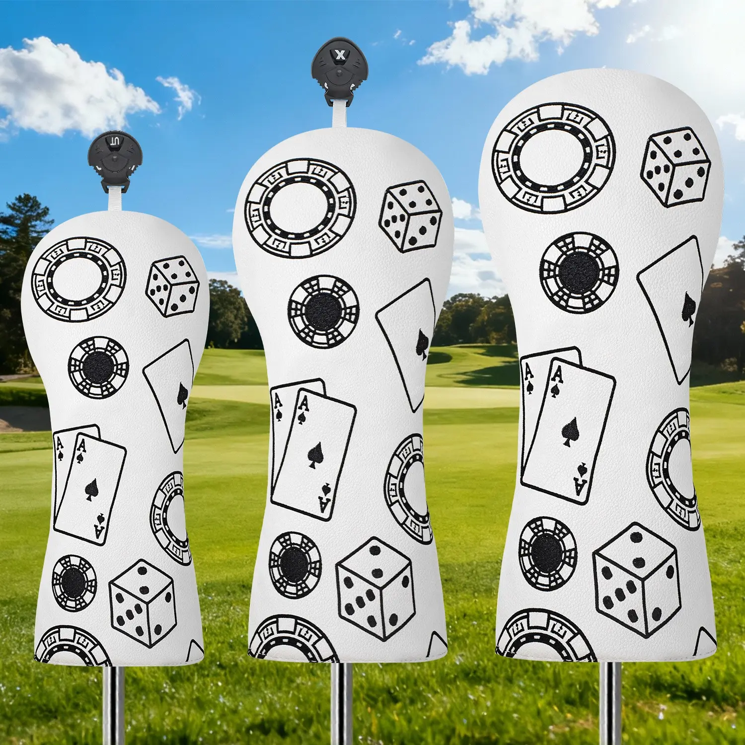 1pc Driver/fairway/hybrid Headcover with Poker Chips Design, Durable Golf Club Cover for Golfers, Essential Sports Accessory for Protection, Golf Accessories