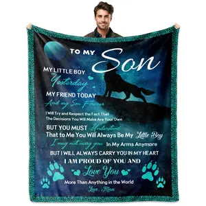 Letter Pattern Son Blanket Gifts from Mom Blanket 60X50,to My Son from Dad,  Son Gift