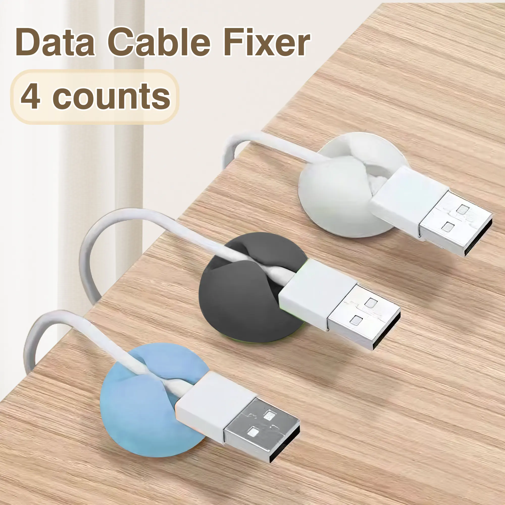4 Counts Cable Clips, Colorful Desk Wire Clips, Desk Cable Drop for All Your Computer, Charging, Electrical and Mouse Cord