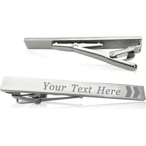 2 PCS Personalized Custom Text Tie Clips Pin for Men Engraved Exquisite Stainless Steel Personalized Gift for Best Man Usher Dad Boyfriend Husband Wedding Birthday Engagement with Box