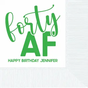 Forty AF Birthday Custom and Personalized Beverage Napkins
