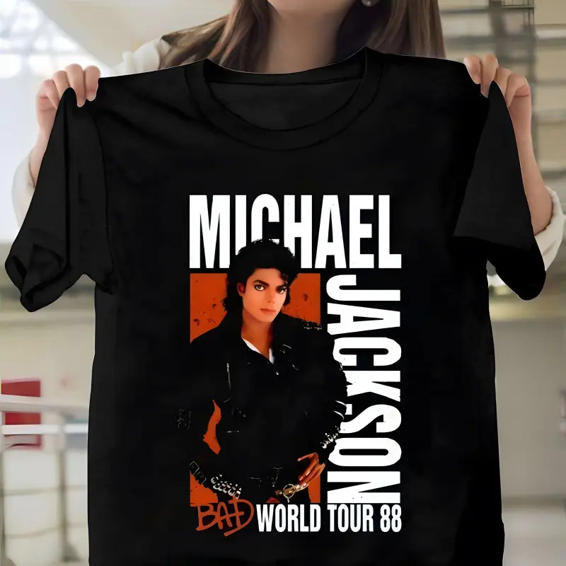 Michael Jackson Bad Tour 88 Classic Unisex T Shirt Vintage Boxy