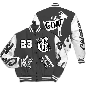 G.O.A.T Flight Varsity Jacket, Hoops Inspired Graphic Bomber, Energetic Sports Streetwear Gift for Sneaker and Basketball Fans