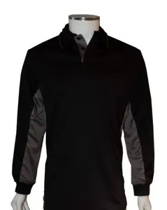 (LONG SLEEVE) Traditional Major League Replica Umpire Shirt - BLACK with CHARCOAL GRAY - Long Sleeve