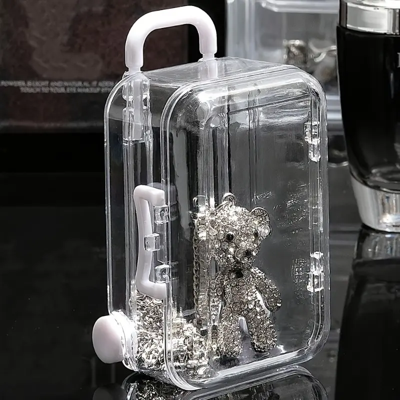 1PC Mini suitcase storage box, simple and movable jewelry desktop organizer box, candy box