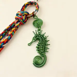 Handmade Wire Seahorse Keychain, Unique Animal Sculpture Bag Charm, Creative Home Desktop Decor Figurine,  Christmas Birthday Anniversary Gift for Him & Her, Car Ornament & Fashion Bag Accessory Decor  Hanging Decoration Hangable