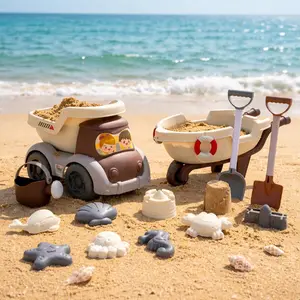 New Color Beach Toy Set, 18pcs Beach Toys Truck & Push Cart, Outdoor Water Sand Play Tools, Kids Summer Fun, Random Style and Color