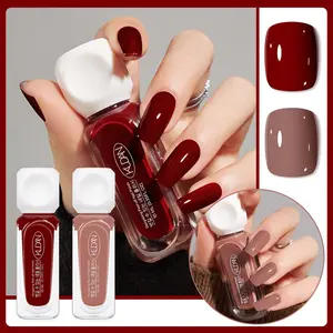 2pcs Red Brown Water-based Nail Polish, Quick Drying Peelable Nail Art Polish, No Need UV Lamp, DIY Nail Art Product for Women & Girls