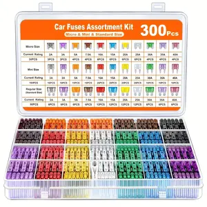 300/306pcs Car Fuse Kit, 160 Mini Blade Fuses, 90 Standard Fuses, 50 Micro Fuses, Fuse Puller, Mixed Colors, Mini Size, for Cars/vans/trucks/motorcycles