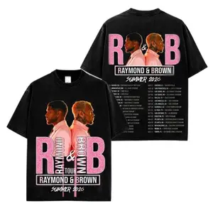 🎤🌸 R&B SUMMER 2026 PREMIUM WASHED COTTON T-SHIRT (MADE IN US) – Raymond & Brown Graphic Tee, Pink Concert Streetwear Shirt, Urban Music Duo Top, Hip Hop Fan Merch, Unisex Vintage Fit, Casual Oversized Summer Outfit, Gift for Music Lovers