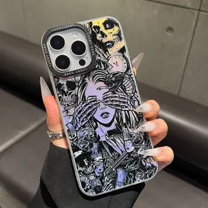 Halloween skull Phone case for iPhone 17Air Samsung Galaxy 16Pro Max 15 14Plus 13 12 11 XR XS S25 S24 S23 S22 FE, Girly Horror Aesthetic Phone Case Shockproof Drop Protection Durable Protective Silicone Cover Tuff phone cases.HY18