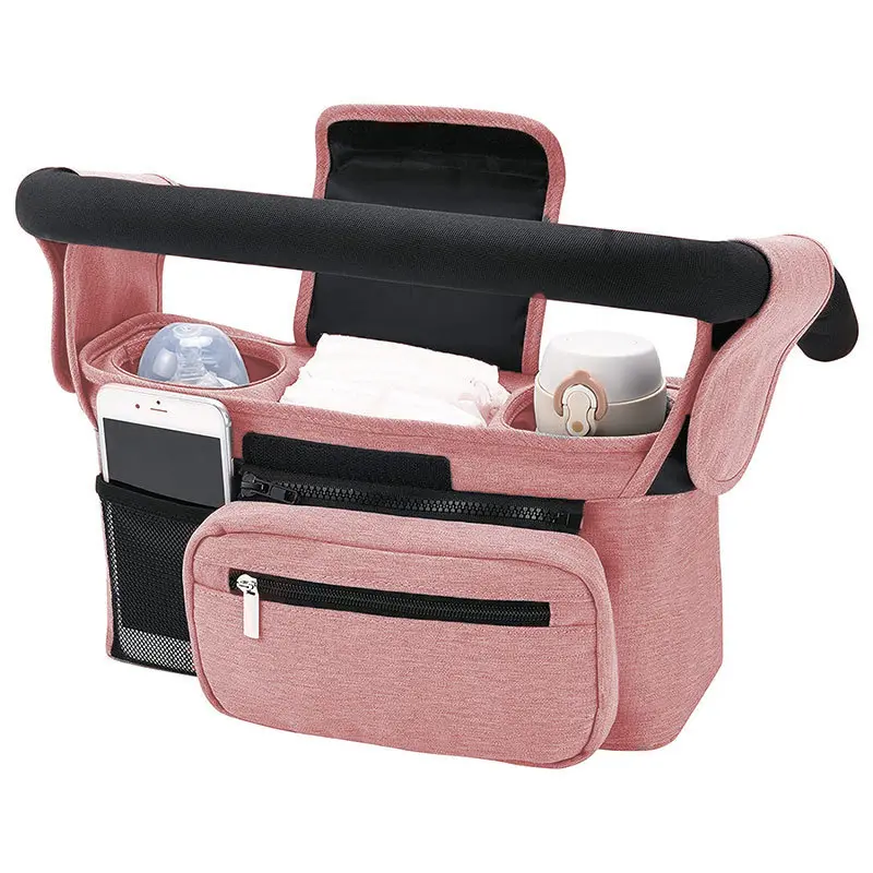 Multifunctional Baby Stroller Storage Bag, Detachable Phone Bag, Baby Stroller Organizer, Universal Stroller Storage Bag for Outdoor Travel, Stroller Accessories