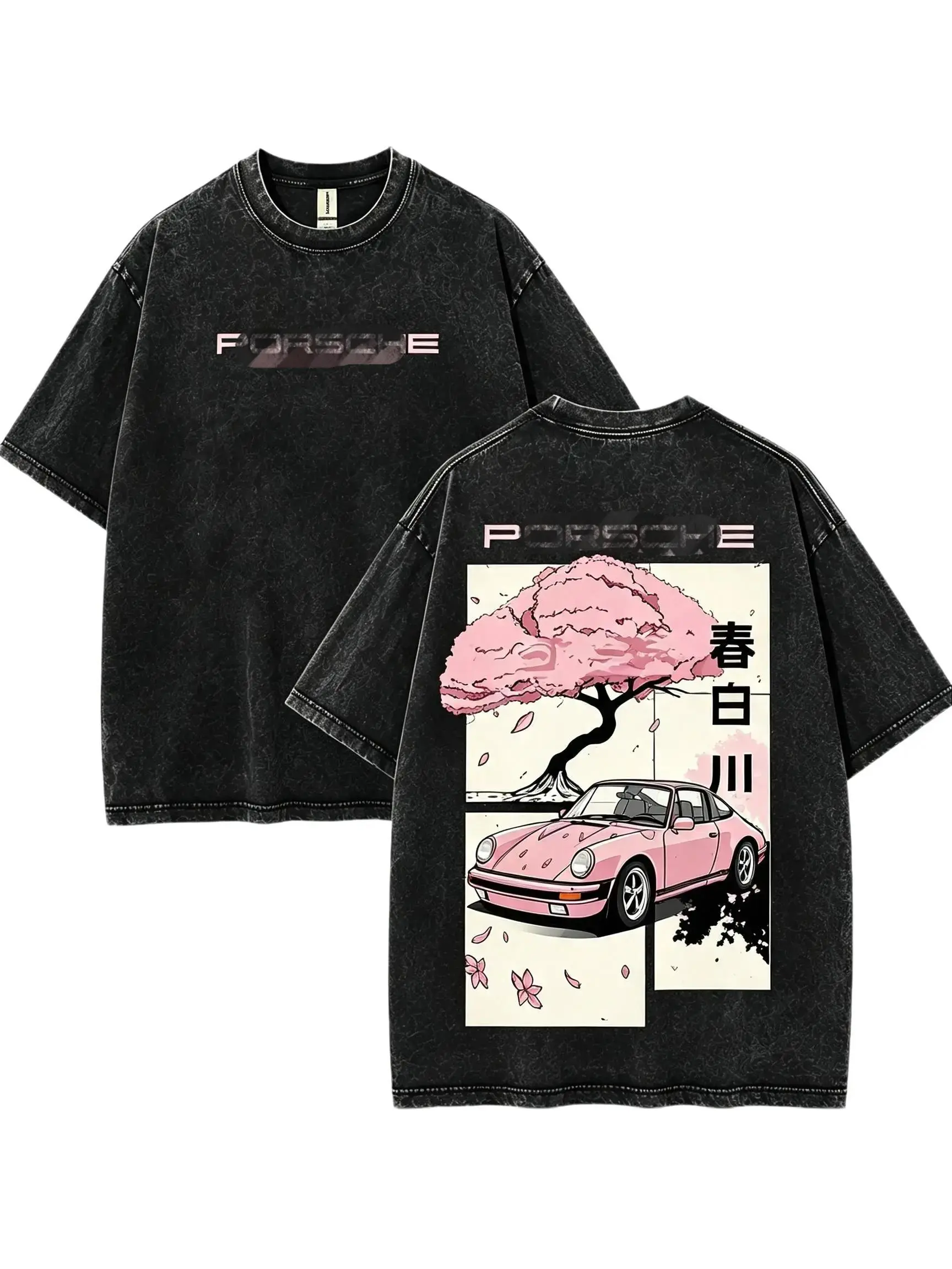Vintage Washed Tee  Heavyweight Graphic Shirt Racing Car Style Oversized Streetwear Y2K Fashion Retro Motorsport Casual Summer Outfit JDM Racing Graphic Tee