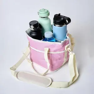 Family Size 4 Compartment Drink Bag, Multiple Tumbler Carrier Caddy, With Adjustable Strap, Outings & Daily Use for Hiking, Beach, Sports, Family Organiser