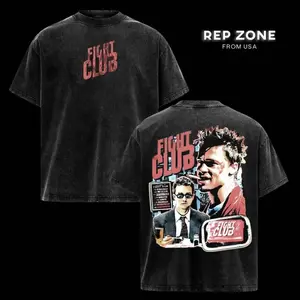Fight Club Iconic Movie Scene Tee Tyler Durden 90s Vintage Graphic T-Shirt Retro Cult Classic Shirt Oversized Acid Wash Streetwear Pop Culture Clothes Casual Outfit Gift for Movie Fans
