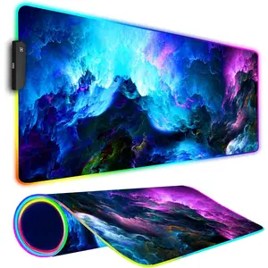 RGB Gaming  Pad, Large Mousepad with Led Light, Keyboard Pad Gaming Accessories for Desk, Non-Slip Rubber Base Big  Mat for Gamer, 31.5 X 11.8 Inch, Dazzling Galaxy