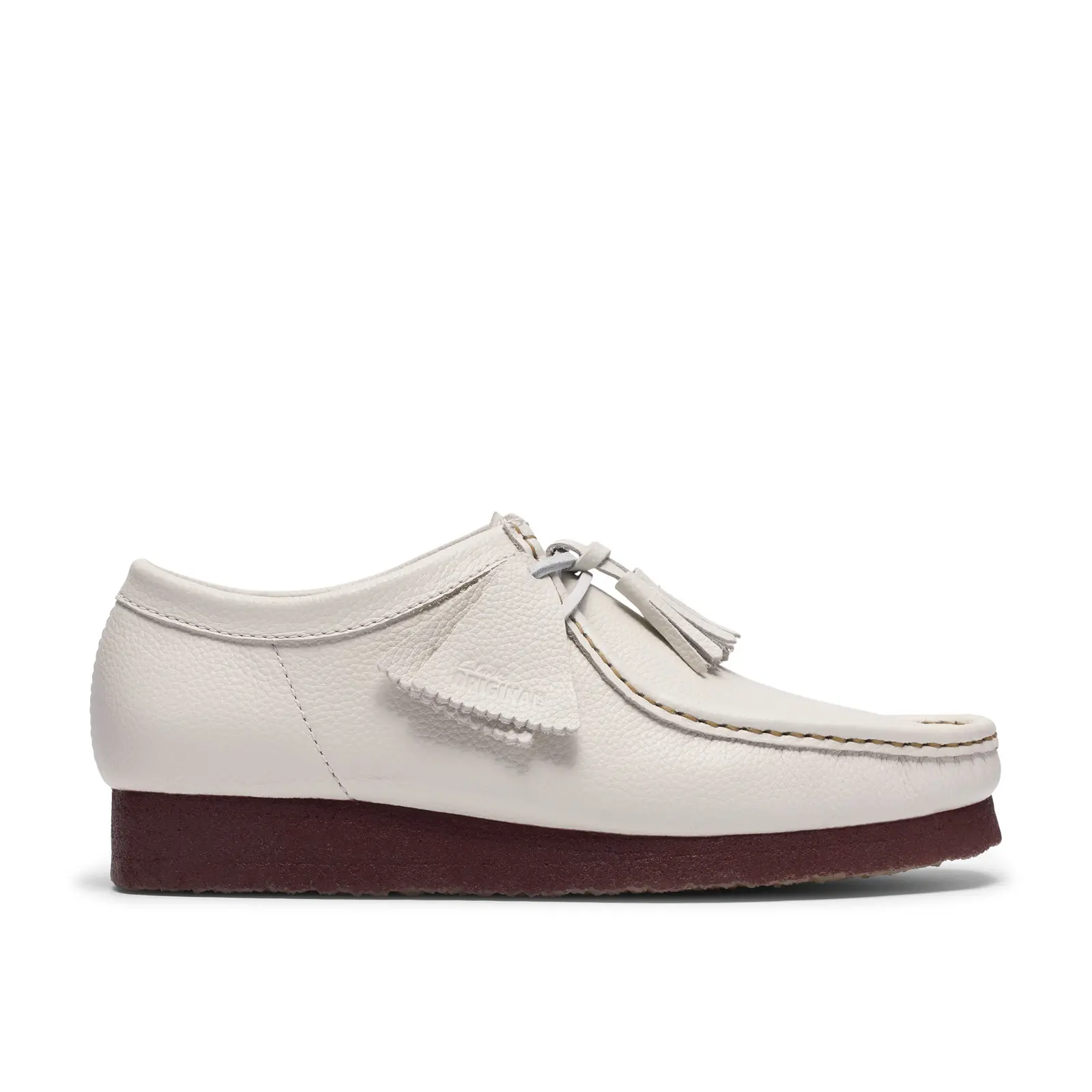 Clarks Wallabee 26185664 Mens White Leather Oxfords & Lace Ups Casual Shoes