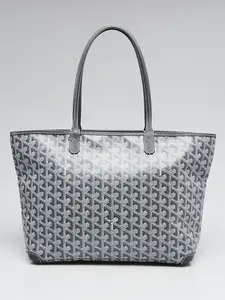 Pre-owned Goyard Canvas Tote Bags Grey Chevron Print Coated Artois PM Tote Bag 26030010 01 Molly