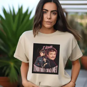 I Love Timothee Chalamet, Pedro Pascal Tshirt Funny, Trendy Gift for Her Casual Comfortable Fit T-Shirt