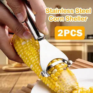 2 Counts Corn Peeler, Stainless Steel Corn Stripper Tool, Efficient Corn Shucker & Cutter for Fresh Corn on the Cob