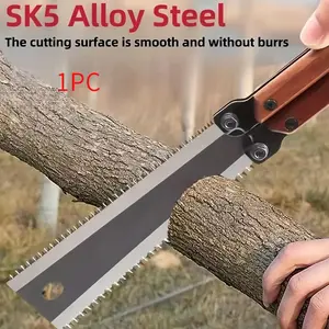 SK5 Steel Folding Pocket Garden Saw - Japanese Flush Cut Trim Saw with Replaceable Blades, Heavy-Duty Portable Hand Tool with Ergonomic Grip for Woodworking Hardware Cutting