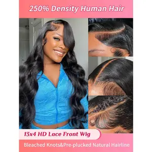 Body Wave Lace Front Wigs Human Hair 13x4 HD Transparent Lace Frontal Wig 250 Density Lace Front Wigs Human Hair Pre Plucked With Baby Hair Wigs For Women