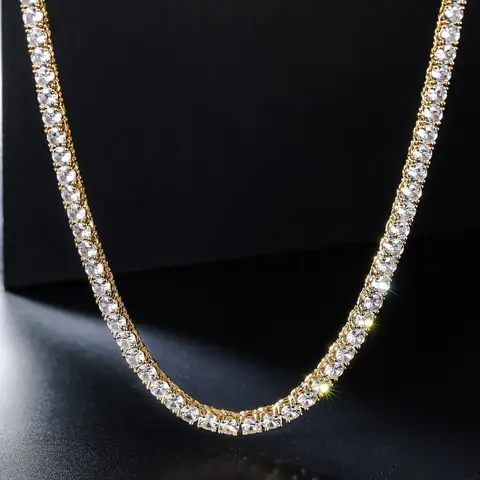 1pc 4mm White Tennis Chain for Men and Women Thanksgiving Christmas Father's Day Holiday Gift Daily Gift Cuban Link Chain Elegant Necklace