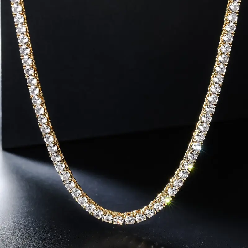 1pc 4mm White Tennis Chain for Men and Women Thanksgiving Christmas Father's Day Holiday Gift Daily Gift Cuban Link Chain Elegant Necklace