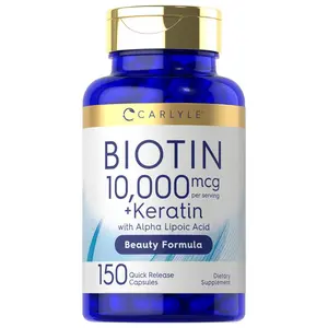 Carlyle Biotin 10000mcg | 150 Capsules | Beauty Formula with Keratin | Non-GMO, Gluten Free Supplement Carlyle Biotin 10000mcg | 150 Capsules | Beauty Formula with Keratin | Non-GMO, Gluten Free Supplement