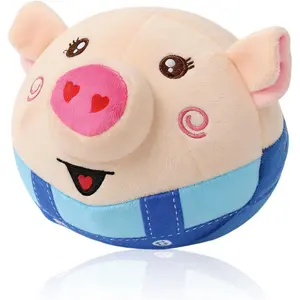 Interactive Dog Toys 2026 New Active Moving Pet Plush Toy Rechargeable Squeaky Dog Ball Toy with Talking Sound Washable Bouncing Piggy Toy for Dogs Puppies (Blue)