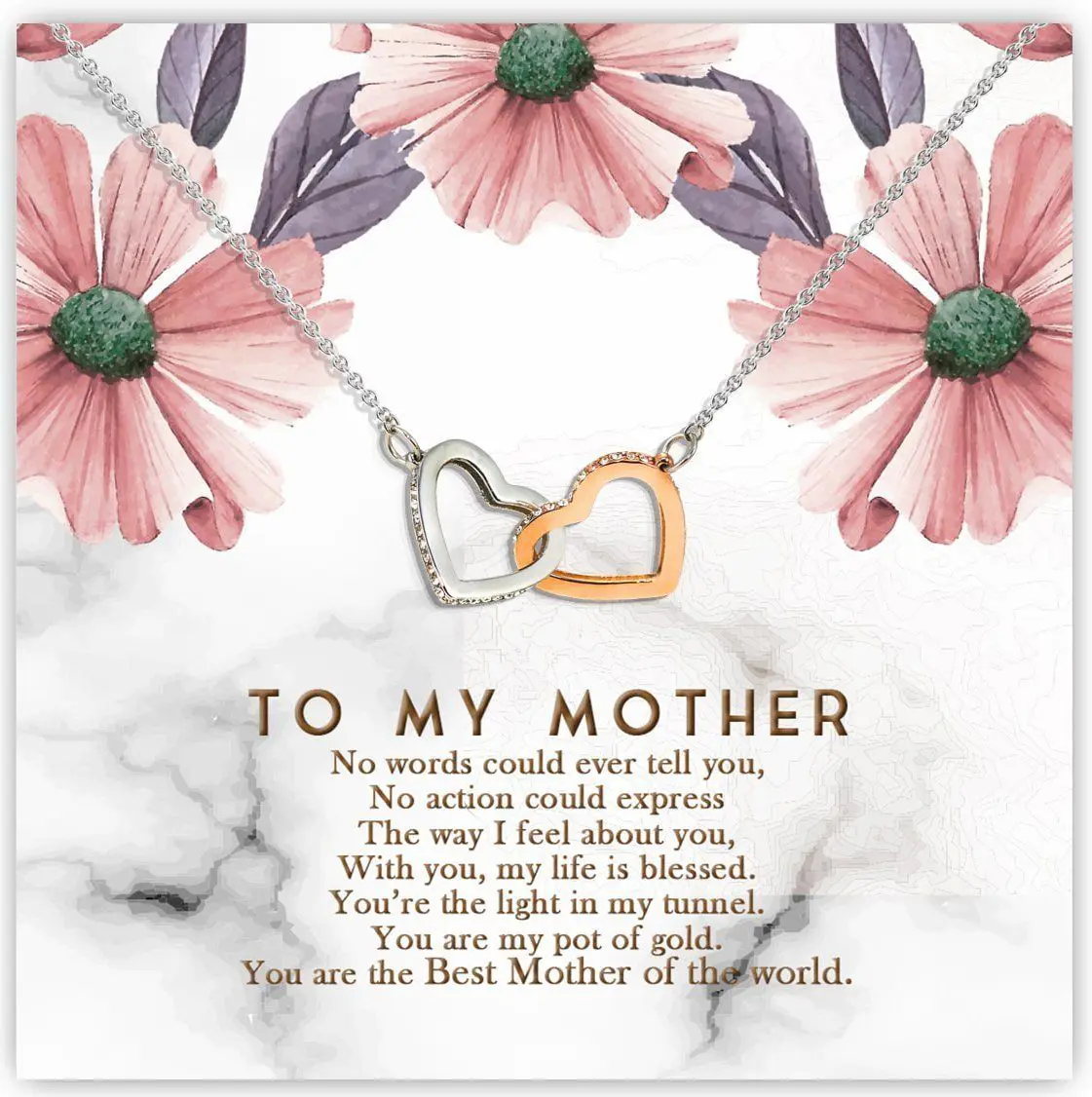 Necklace The Light In My Tunnel Interlocking Hearts Necklace Gift For Mummy Necklace with Message Inside