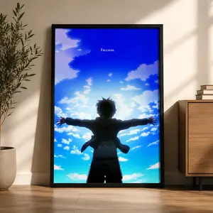 Eren Yeager 'Freedom' Quote Poster - Attack on Titan Anime Wall Art, Motivational Manga Print, Aesthetic Decor for Living Room & Bedroom