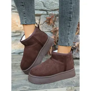 Women's Thick Sole Snow Boots with Plush Lining, Casual Elegant Ankle Boots, High-Quality Fashion Footwear for Winter, Winter Boot Shoes