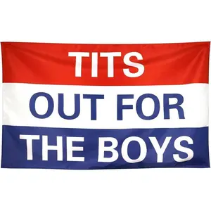 Tits Tots Out for the Boys Tapestry Funny Meme Banner 60x40in Cool Flags for College Dorm Room Guys Man Cave Frat Bedroom Cotton Decor Linen Black