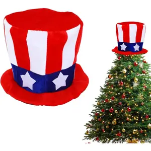 4th of July Patriotic Tree Topper,Red White Blue  Hat Memorial Day Christmas Tree Decoration,Independence Day Patriotic Decorations for Holiday Party Supplies