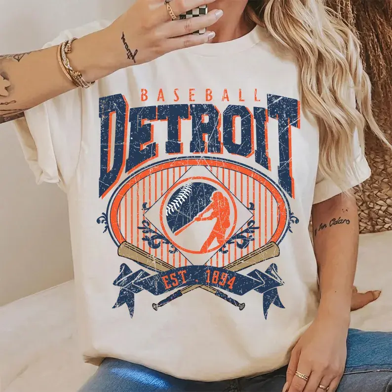 [Sale Up To 50%] Vintage 90s Style Detroit Baseball Shirt, Game Day Tshirt, Detroit Team Baseball Tee, Sunday Detroit Mascot T-Shirt, Tigers Fan Apparel