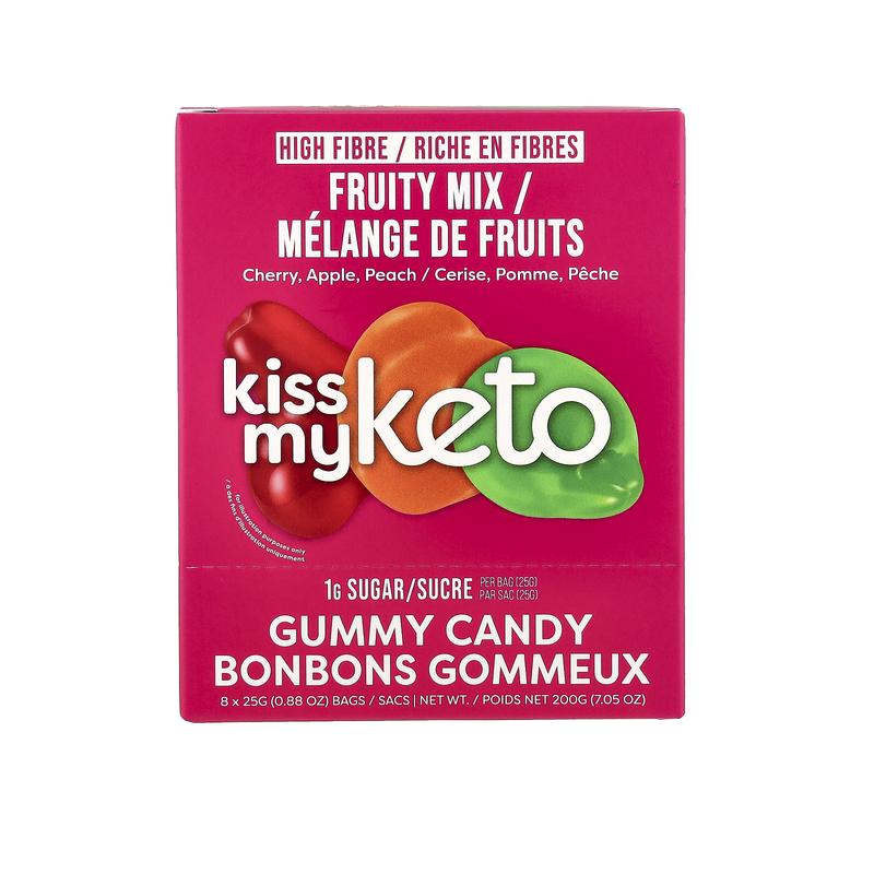 Kiss My Keto Gummy Candy, Fruity Mix, 8 Bags, 0.88 oz (25 g) Each