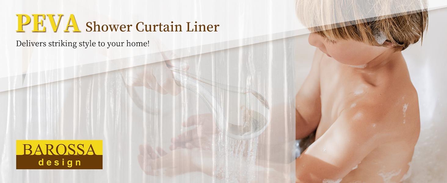 Plastic Shower Liner Clear - Premium PEVA Shower Curtain Liner with Rustproof Grommets and 3 Magnets, Waterproof Cute Lightweight Standard Size Bathroom Curtains - Clear