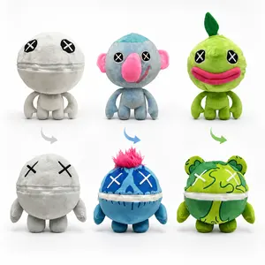 Doodle Bones Bindle Boogie Blanky Blankz Reversible Plush Toy - Poppy Playtime Inspired, 2-Sided 2-Moods Flip Stuffed Animal, Cute Kawaii Soft Horror Game Doll Gift for Kids Fans
