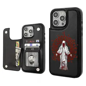 Striking Dark Art Aesthetics Pattern Phone Cases Compatible For With iphone 16 15 14 13 12 PRO PLUS MAX PU Black Durable Flip High quality Leather Credit Card Bag Holder Mother Gift Wallet Shockproof Anti-Drop Full Protection Phone Cases Shell Cover