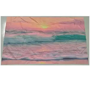 2D Flat Banner 1pc Beach Sunset Wave Pattern Background Cloth, Polyester Fabric Backdrop, Durable Polyester Fabric, Ideal for Room Decor, Bedroom and Living Room, Party Decoration