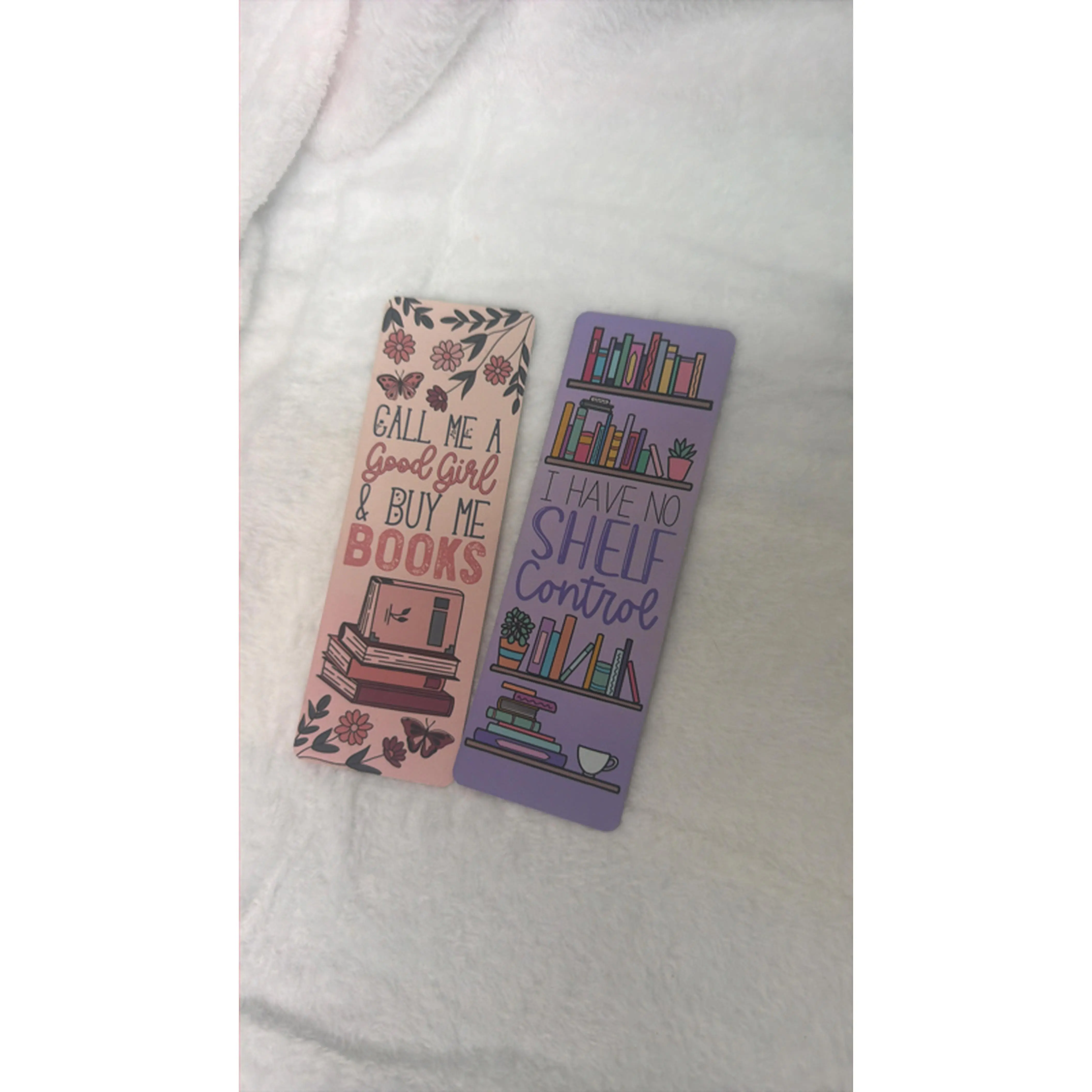 Bookmarks - Call Me a Good Girl & Buy Me Books, I Have No Shelf Control, Pink and Purple, 2-Pack