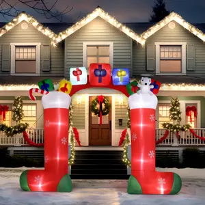 9ft 24W 11 LED Lights Christmas Sock Arch Holiday Arch Decoration for Festive Outdoor Display