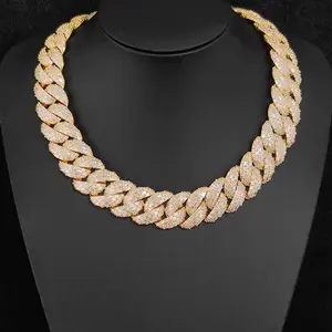 24mm Heavy Rectangle Cuban Link Chain | Iced Out 4 Row Necklace